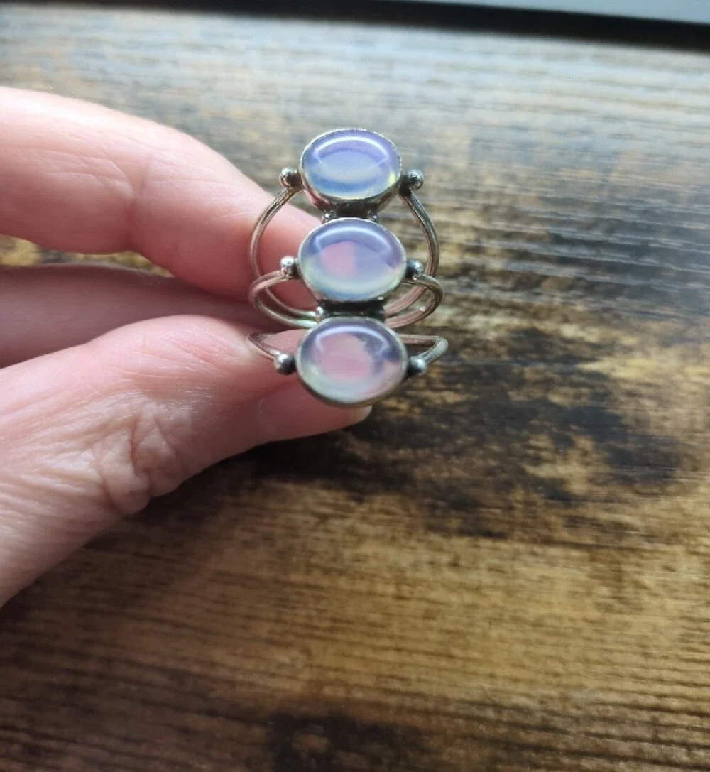 Triple Opal Sterling Ring - Opalescent